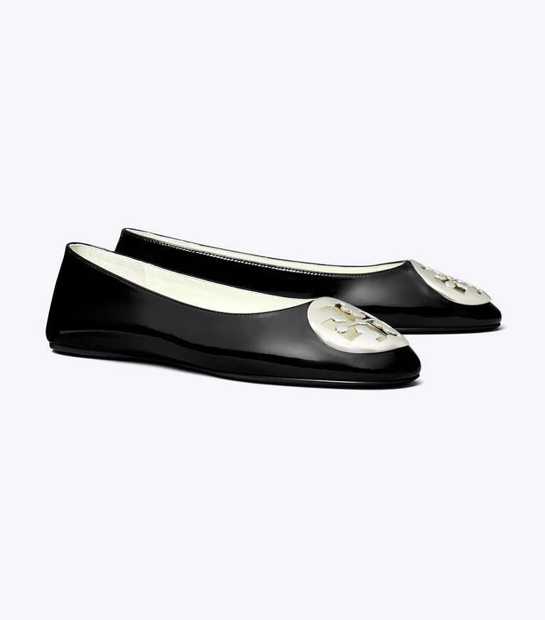 Tory Burch diseñador zapatos planos Ballerinas Reva en PERFECT BLACK ángulo