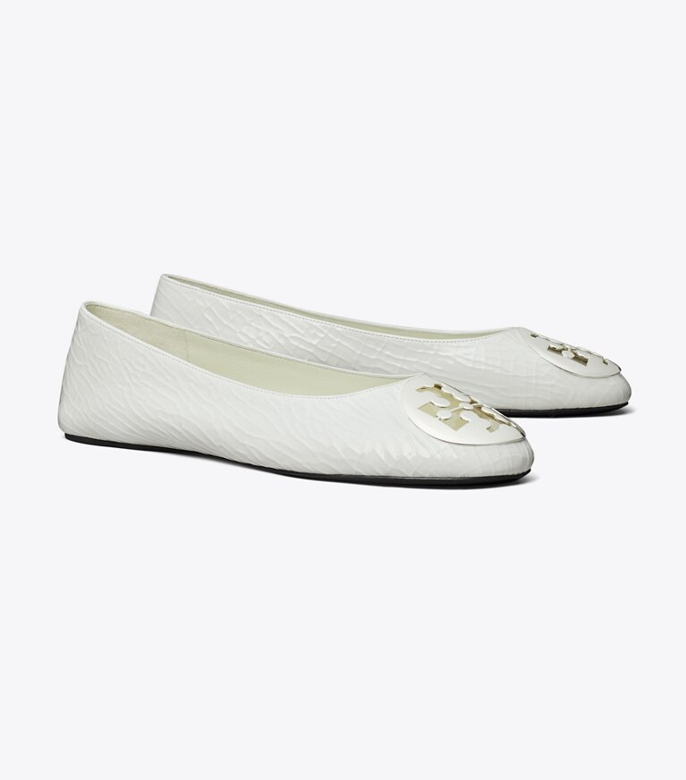 Tory Burch diseñador zapatos planos Ballerinas Reva en WHITE ángulo