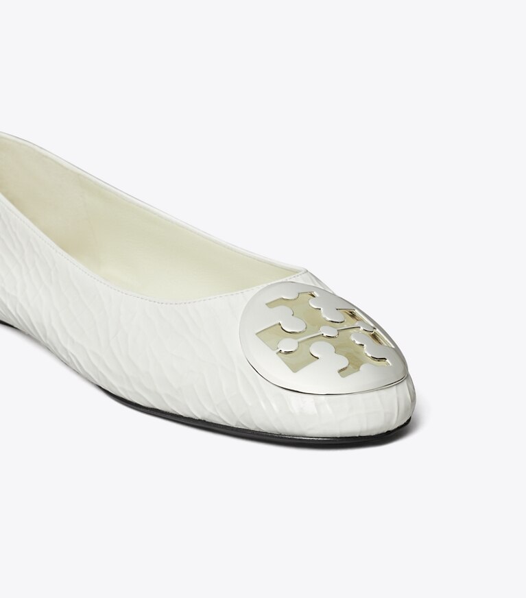Tory Burch diseñador zapatos planos Ballerinas Reva en WHITE detalle