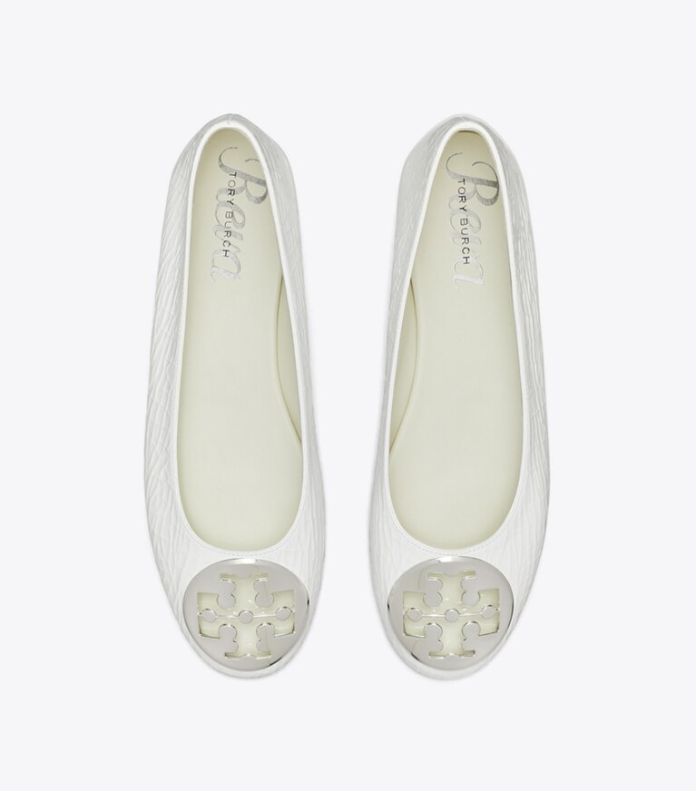 Tory Burch diseñador zapatos planos Ballerinas Reva en WHITE vista superior