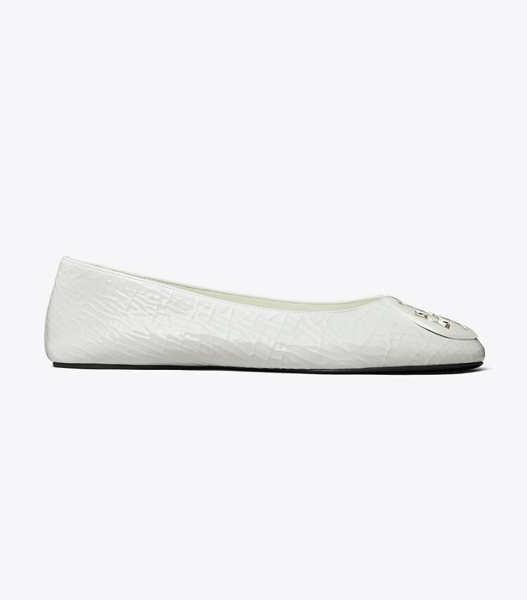 Tory Burch diseñador zapatos planos Ballerinas Reva en WHITE lateral