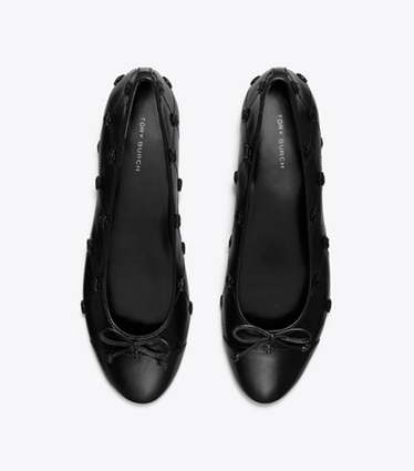Tory Burch designer mocassins Ballerine Bunny Knot à bout renforcé dans PERFECT BLACK / PERFECT BLACK vue du dessus