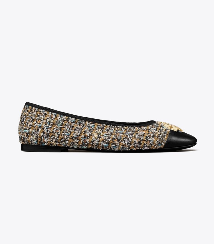 Tory Burch designer mocassins Ballerine Charlie dans Brown Multi / Gold de côté