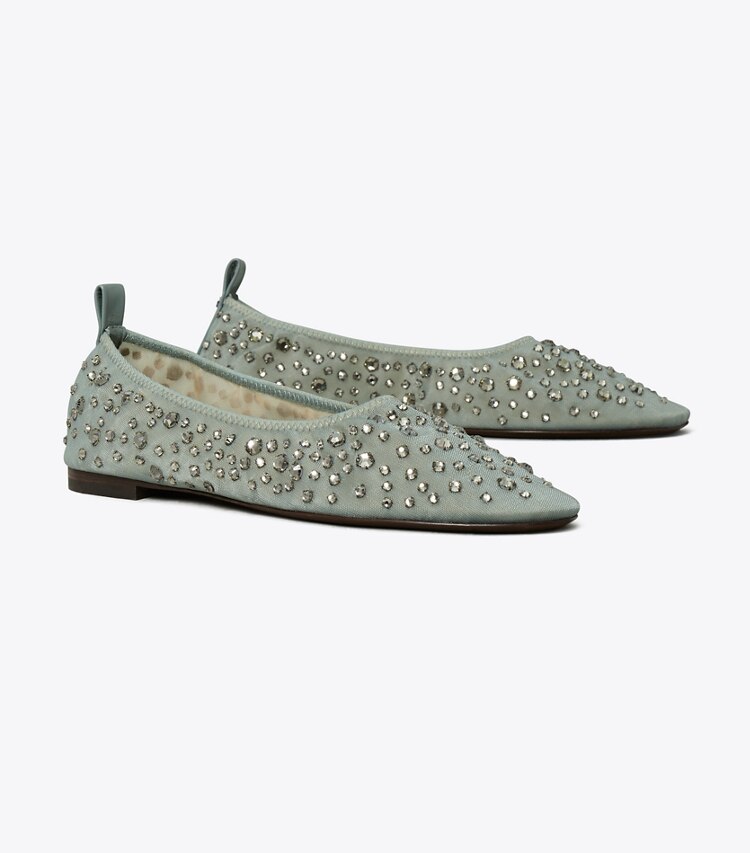 Tory Burch designer mocassini Ballerine con cristalli in BLUE angle