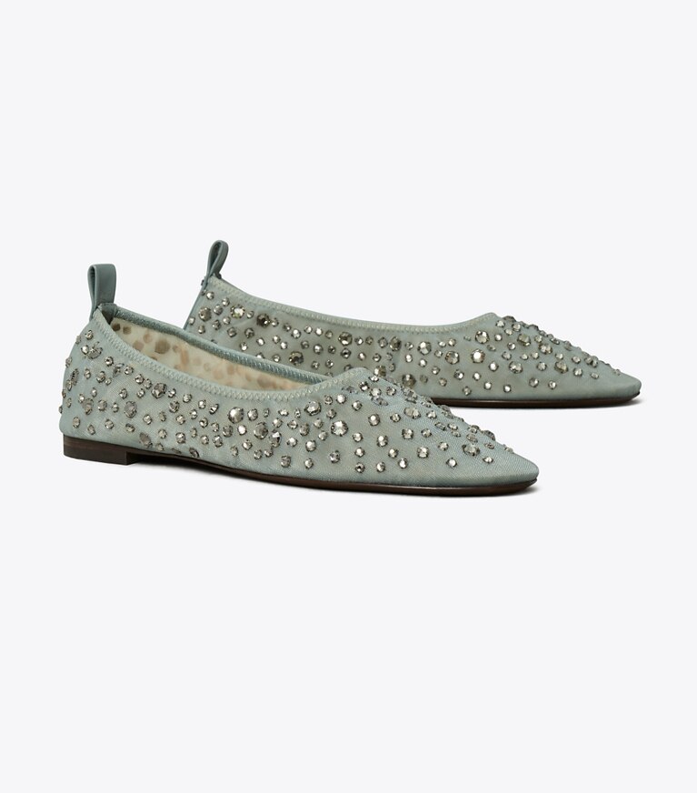 Tory Burch designer mocassini Ballerine con cristalli in BLUE angle