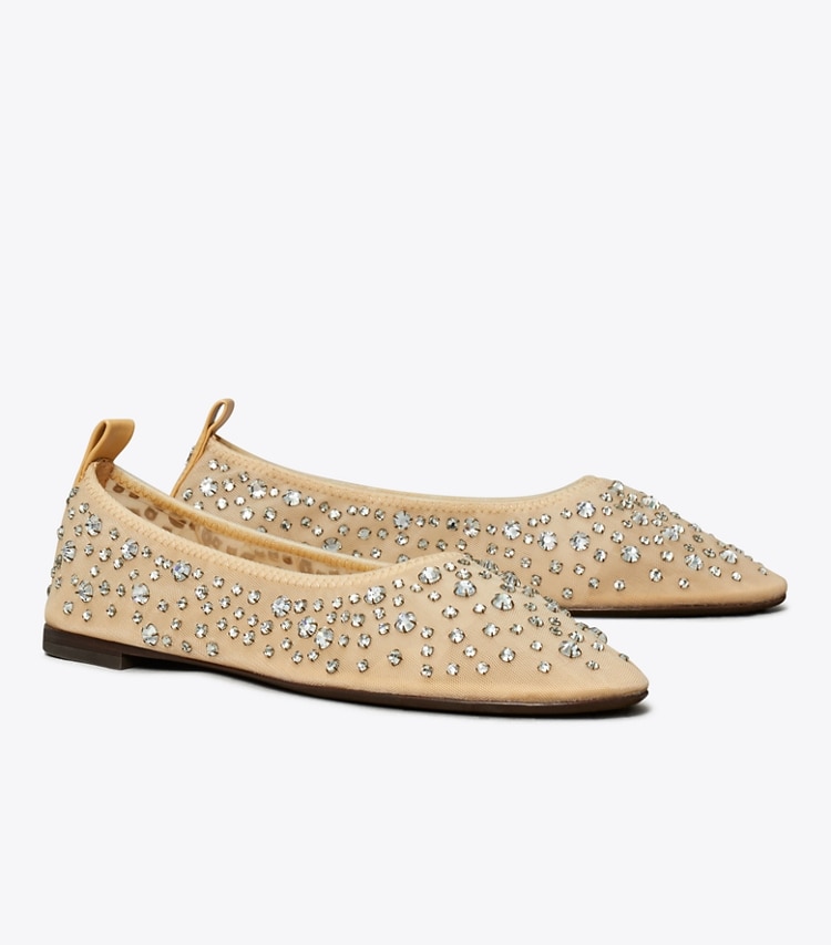 Tory Burch designer mocassini Ballerine con cristalli in SHEER angle