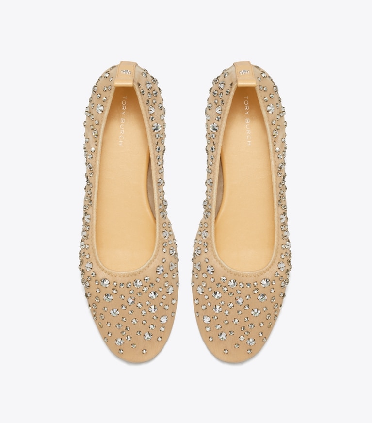 Tory Burch designer mocassini Ballerine con cristalli in SHEER angle