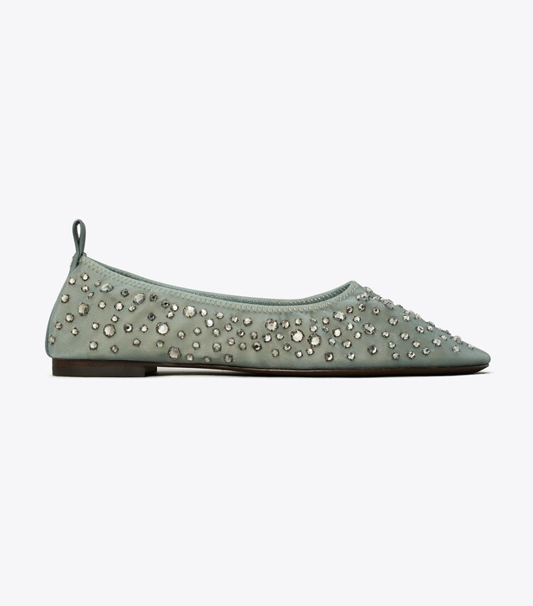 Tory Burch designer mocassini Ballerine con cristalli in BLUE side