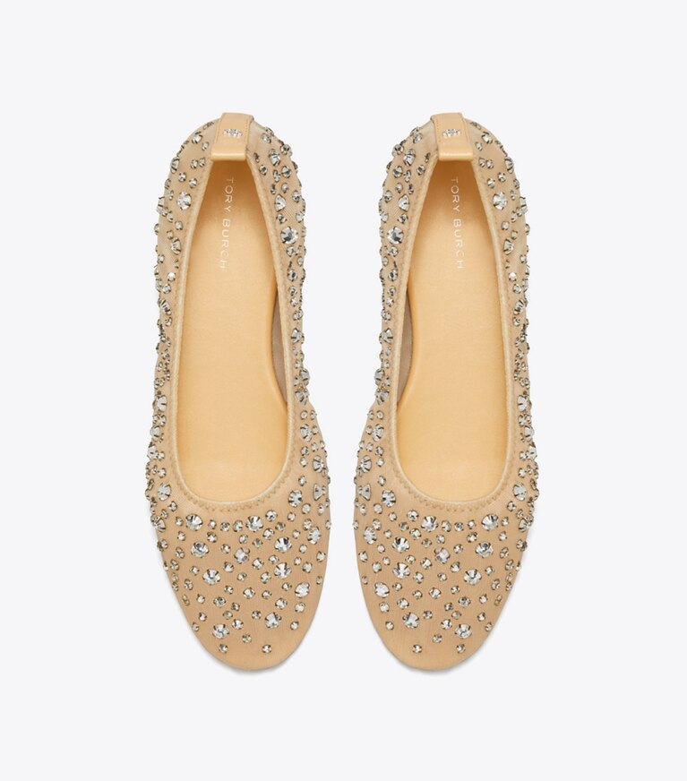 Tory Burch designer mocassins Ballerine Crystal dans SHEER vue du dessus