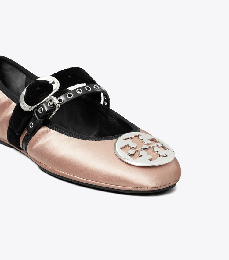 Tory Burch designer mocassins Ballerine de voyage Reva Punk dans SATIN BLUSH détails