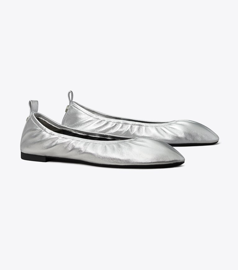 Tory Burch designer mocassins Ballerine Eddie dans SILVER angle
