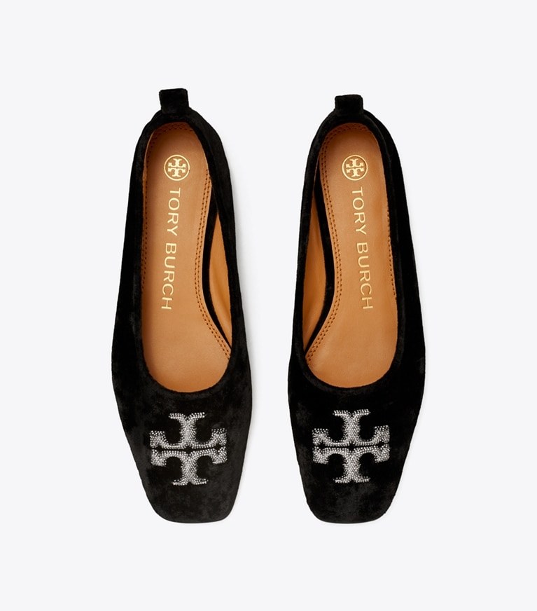 Tory Burch designer mocassins Ballerine Eleanor cristal dans Black vue du dessus