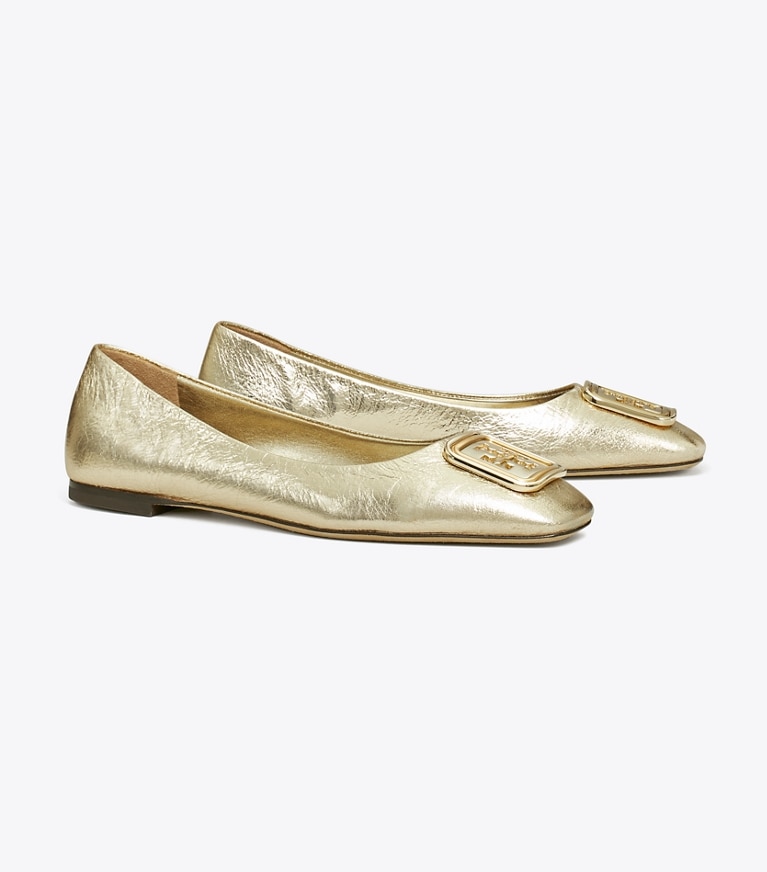 Tory Burch designer mocassins Ballerine georgia dans SPARK GOLD angle