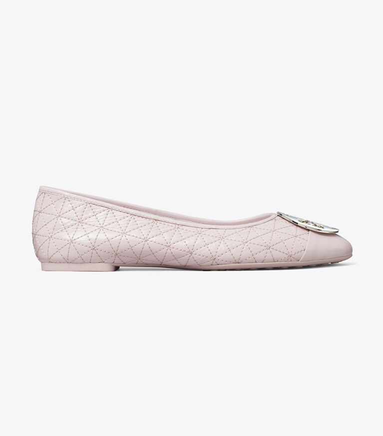 Tory Burch designer mocassins Ballerine matelassée Claire dans LIGHT PURPLE de côté