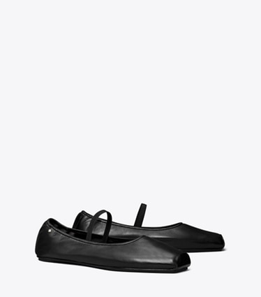 Tory Burch designer flats Ballerine Runway dans PERFECT BLACK / PERFECT BLACK angle