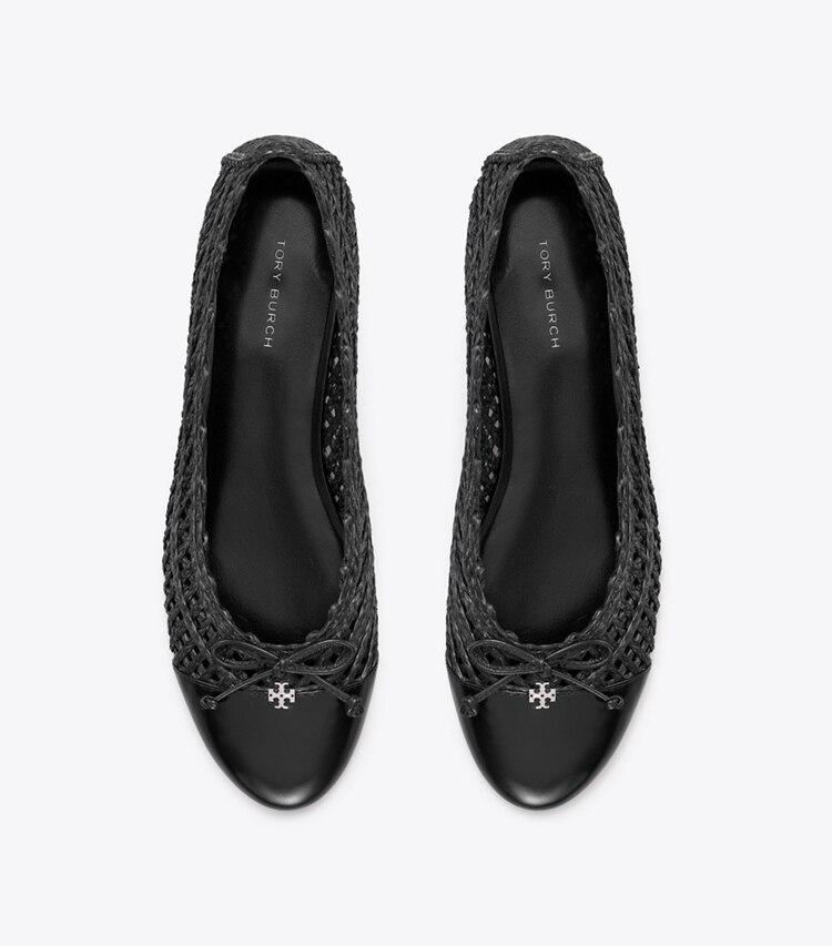 Tory Burch designer mocassins Ballerines à bout renforcé dans BLACK / BLACK vue du dessus