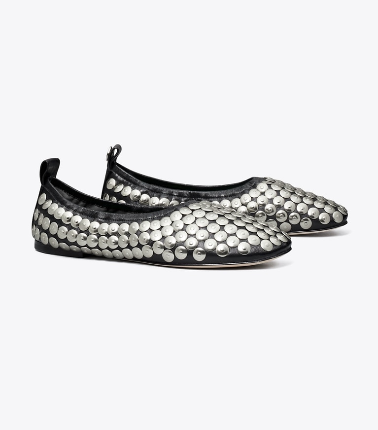 Tory Burch designer mocassins Ballerines à clous dans PERFECT BLACK angle