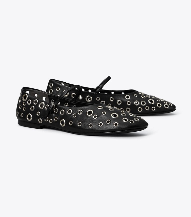 Tory Burch designer mocassins Ballerines Charles IX à œillets dans PERFECT BLACK angle