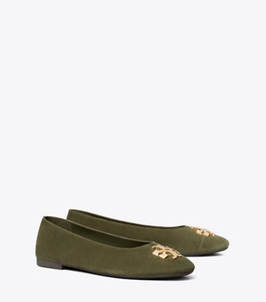Tory Burch designer mocassins Ballerines Charlie in DARK OLIVE / DARK OLIVE / GOLD angle
