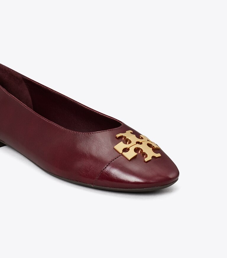 Tory Burch designer mocassins Ballerines Charlie in MERLOT / GOLD informations