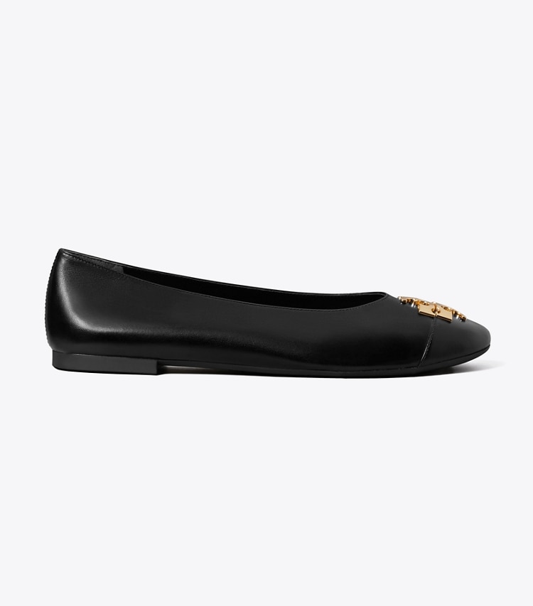 Tory Burch designer mocassins Ballerines Charlie in PERFECT BLACK / GOLD side