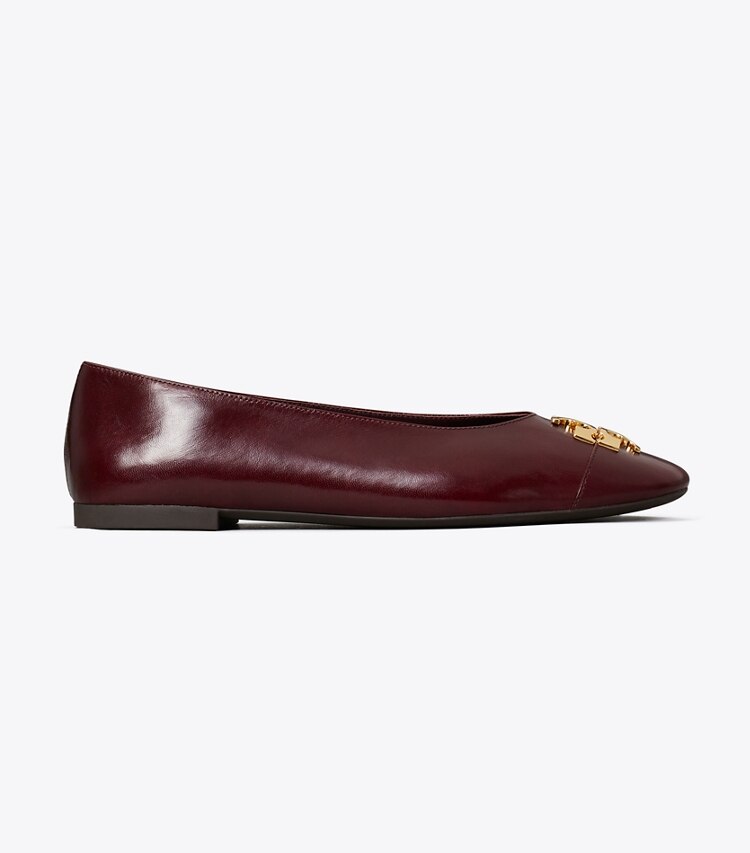Tory Burch designer mocassins Ballerines Charlie in MERLOT / GOLD side