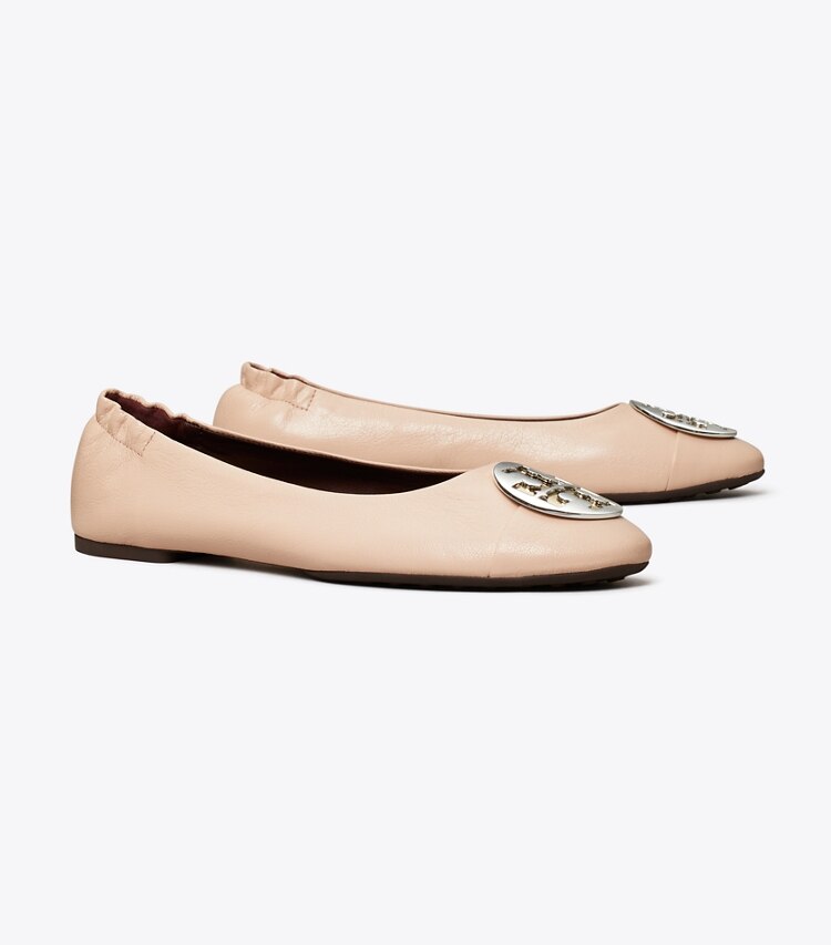 Tory Burch designer mocassins Ballerines Claire à bout contrasté in ROSE PINK / GOLD / SILVER angle