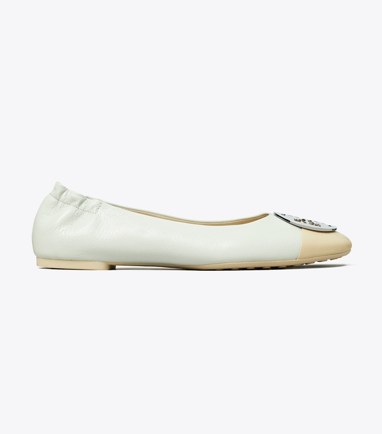 Tory Burch designer mocassins Ballerines Claire à bout contrasté in FEATHER GRAY / TORTORA side