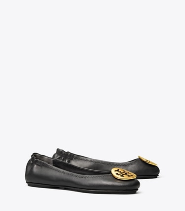 Tory Burch designer mocassins Ballerines de voyage Minnie  in Perfect Black/Gold angle