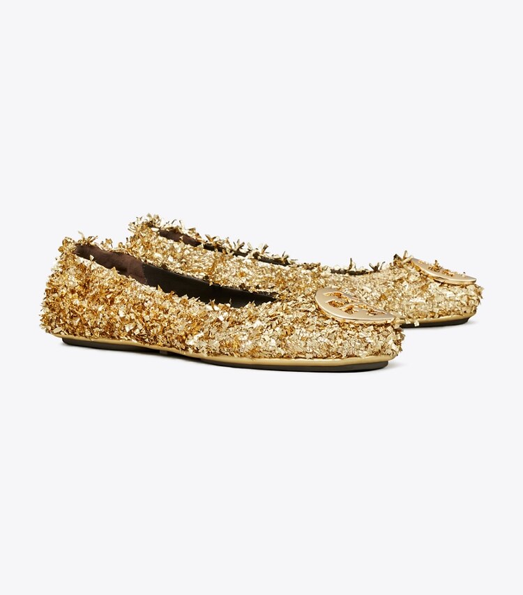 Tory Burch designer mocassins Ballerines de voyage Minnie in GOLD / GOLD angle