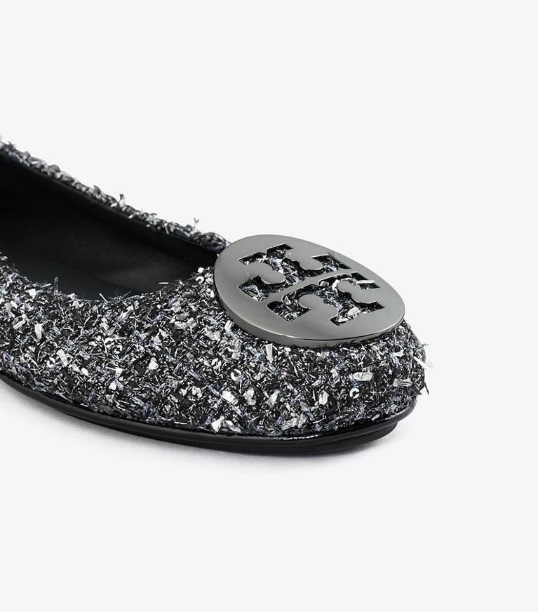 Tory Burch designer mocassins Ballerines de voyage Minnie in SILVER CONFETTI / GUNMETAL angle