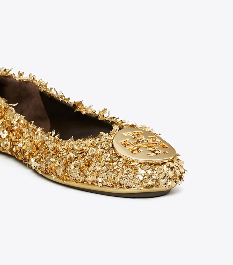 Tory Burch designer mocassins Ballerines de voyage Minnie in GOLD / GOLD angle