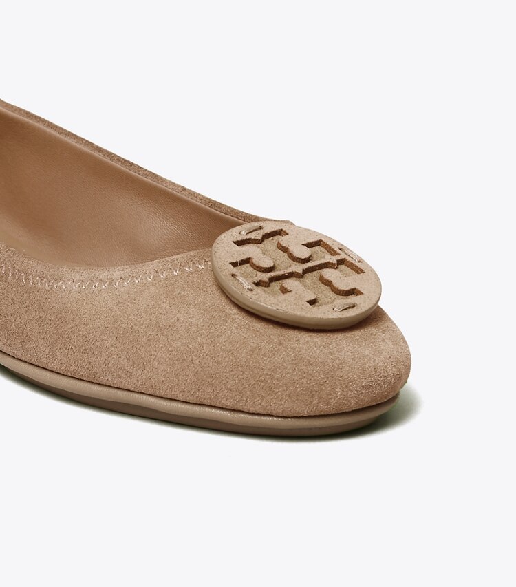 Tory Burch designer mocassins Ballerines de voyage Minnie en daim in Rocky Pebble informations