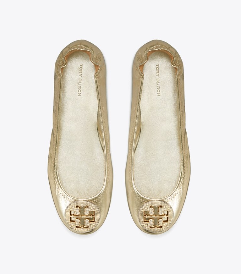 Tory Burch designer mocassins Ballerines de voyage Minnie dans SPARK GOLD / SPARK GOLD vue du dessus