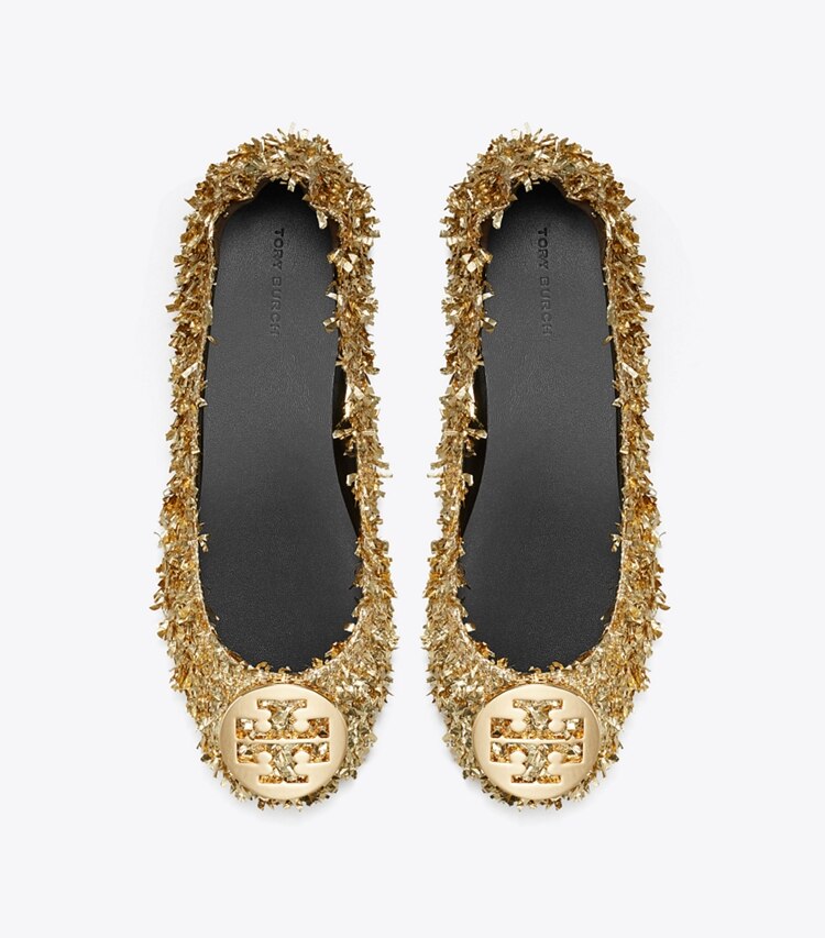 Tory Burch designer mocassins Ballerines de voyage Minnie in GOLD / GOLD dessus