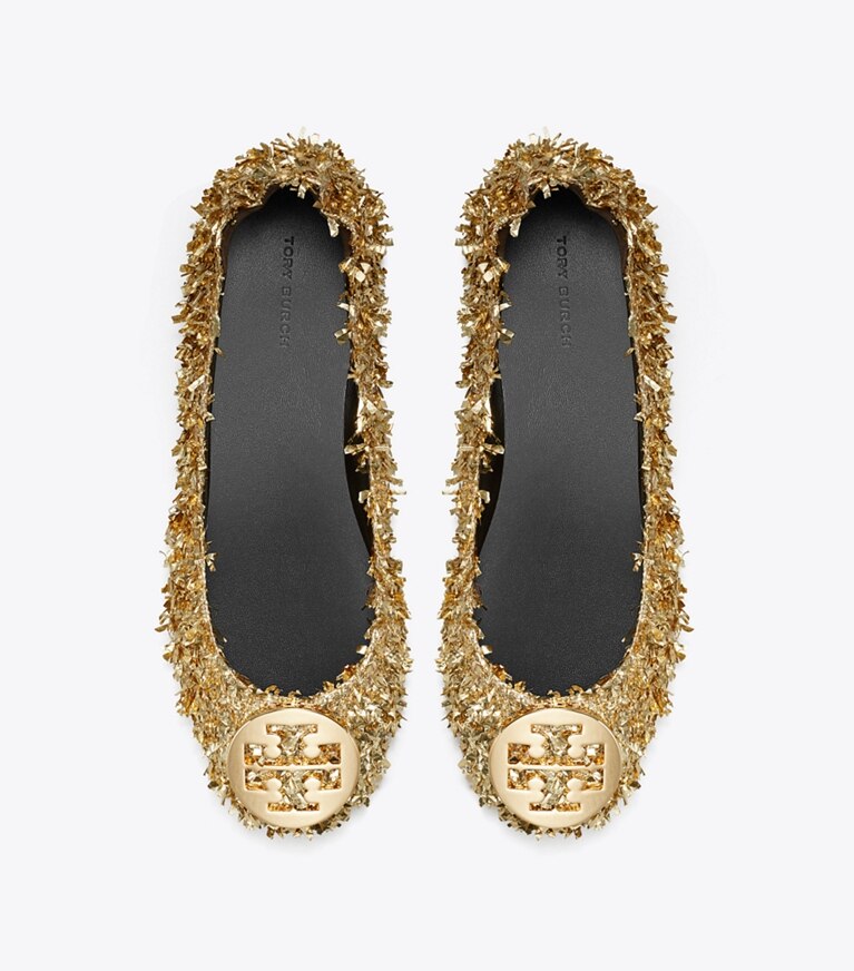Tory Burch designer mocassins Ballerines de voyage Minnie in GOLD / GOLD angle