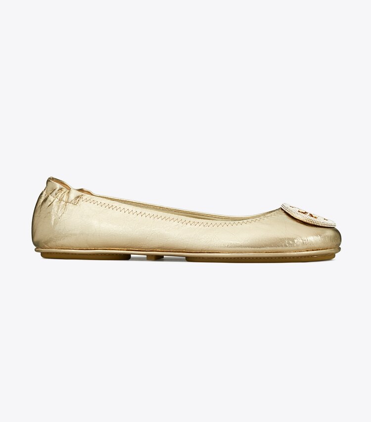 Tory Burch designer mocassins Ballerines de voyage Minnie dans SPARK GOLD / SPARK GOLD de côté