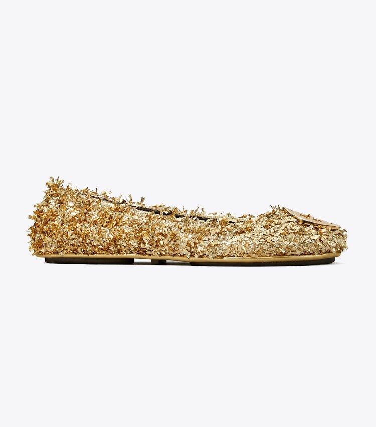 Tory Burch designer mocassins Ballerines de voyage Minnie in GOLD / GOLD side