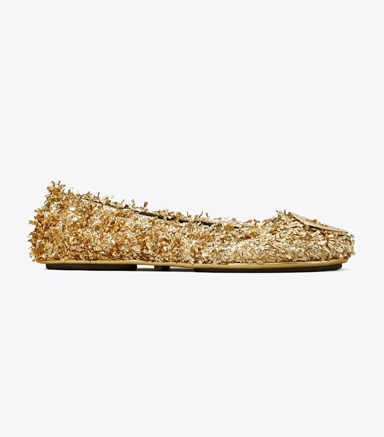 Tory Burch designer mocassins Ballerines de voyage Minnie in GOLD / GOLD angle