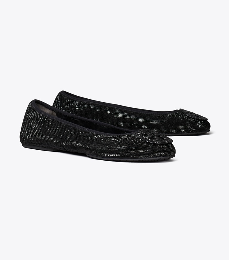 Tory Burch designer mocassins Ballerines de voyage Reva pavées in PERFECT BLACK / PERFECT BLACK angle