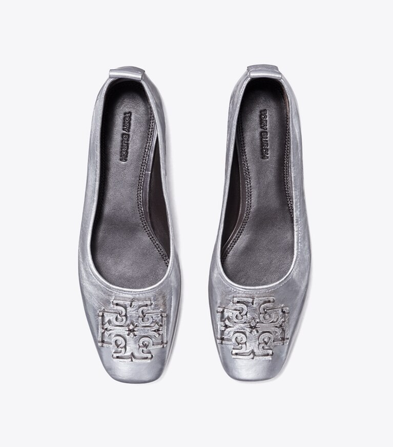 Tory Burch designer mocassins Ballerines Ines dans Silver vue du dessus