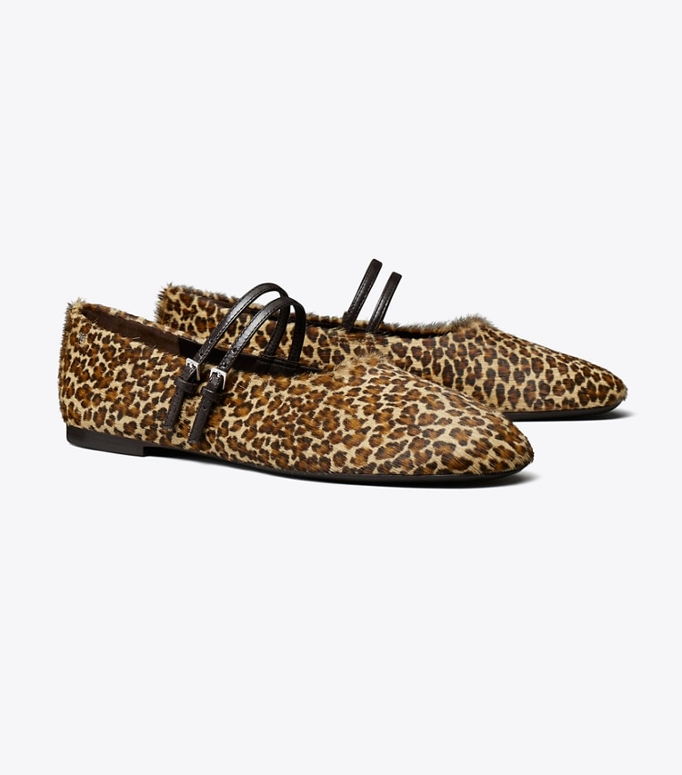 Tory Burch designer mocassins Ballerines Mary Jane à deux brides dans LEOPARD MULTI angle