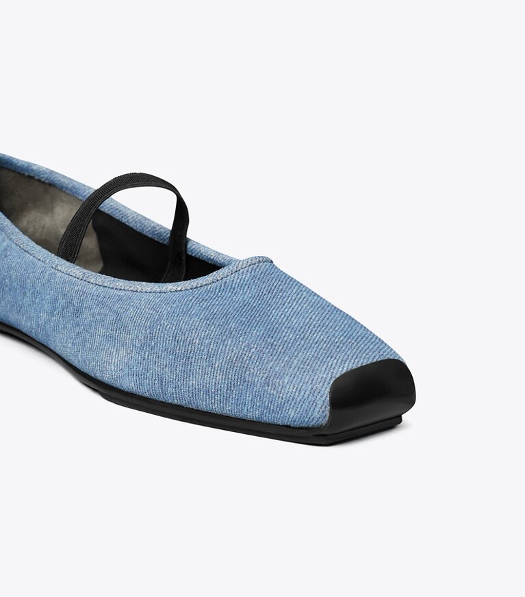 Tory Burch designer mocassins Ballerines Runway in DARK DENIM / PERFECT BLACK angle