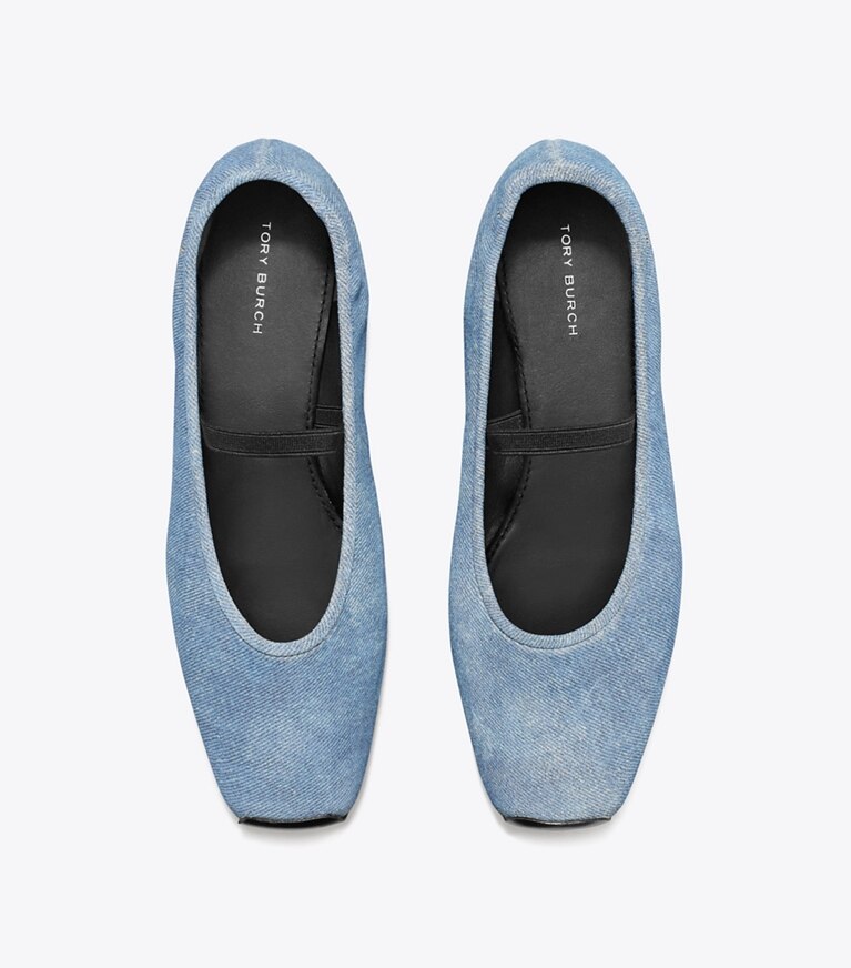 Tory Burch designer mocassins Ballerines Runway in DARK DENIM / PERFECT BLACK angle