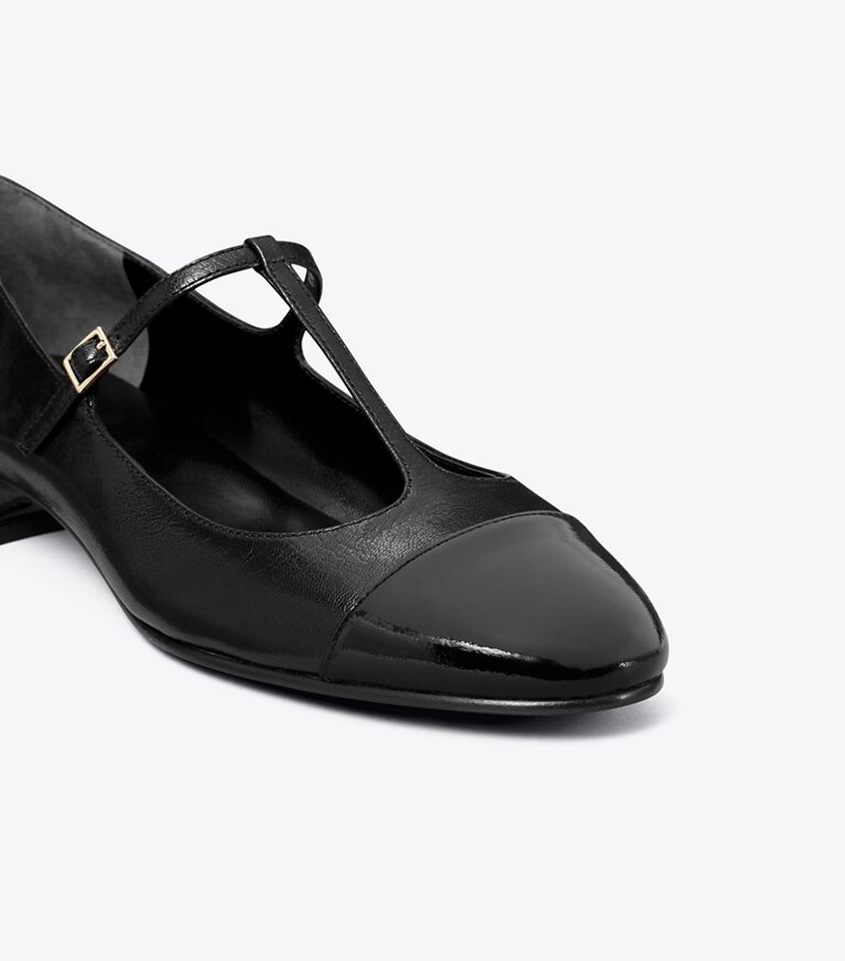 Tory Burch designer mocassins Ballerines Salomé à bout contrasté in PERFECT BLACK / PERFECT BLACK angle