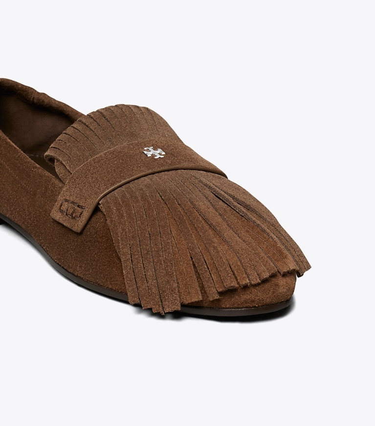 Tory Burch designer flats Ballet Fringe Loafer in MUSTANG angle