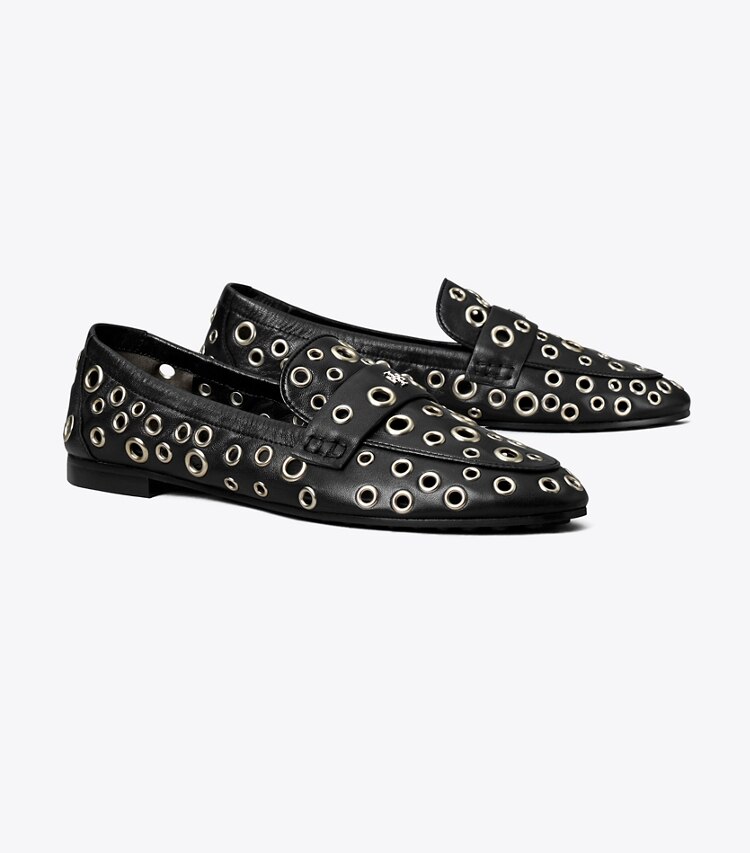 Tory Burch designer loafers Ballet Loafer mit Ösen in PERFECT BLACK angle