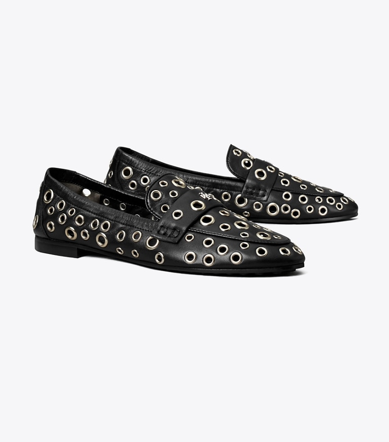 Tory Burch designer loafers Ballet Loafer mit Ösen in PERFECT BLACK angle