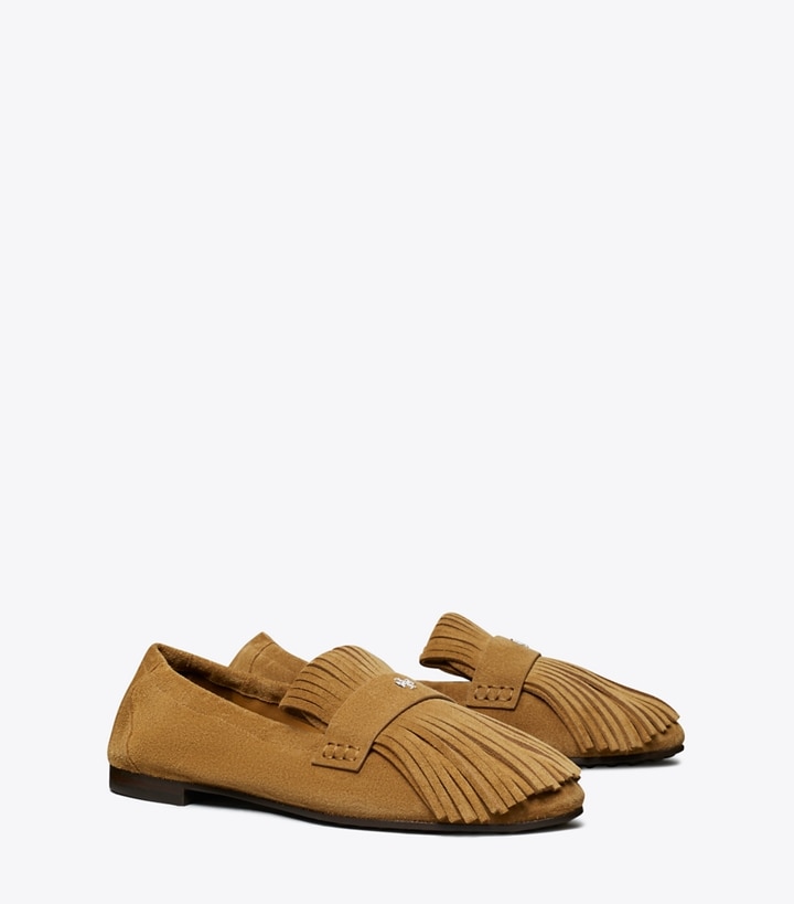 Tory Burch designer loafers Ballet Loafer mit Fransen in WILD TABACCO angle