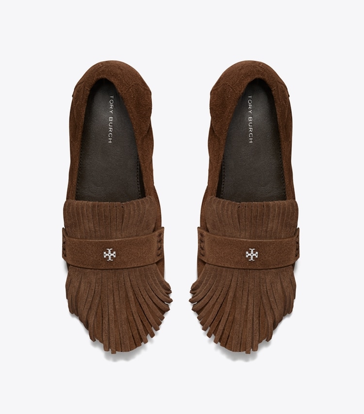 Tory Burch designer loafers Ballet Loafer mit Fransen in MUSTANG von oben